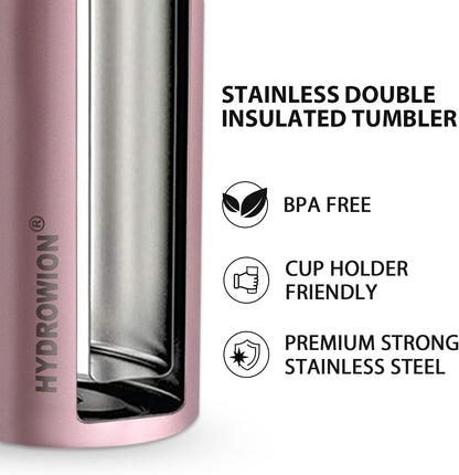 Triple-Insulated Tumblers - Stainless Steel with Lid and Straw, 20 oz Water Bottle, Stainless Steel Cups, Coffee Travel Mug for Home & Office Black