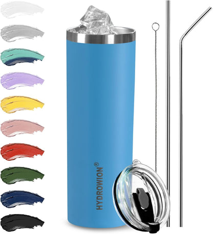 Triple-Insulated Tumblers - Stainless Steel with Lid and Straw, 20 oz Water Bottle, Stainless Steel Cups, Coffee Travel Mug for Home & Office Black
