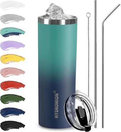 Triple-Insulated Tumblers - Stainless Steel with Lid and Straw, 20 oz Water Bottle, Stainless Steel Cups, Coffee Travel Mug for Home & Office Black
