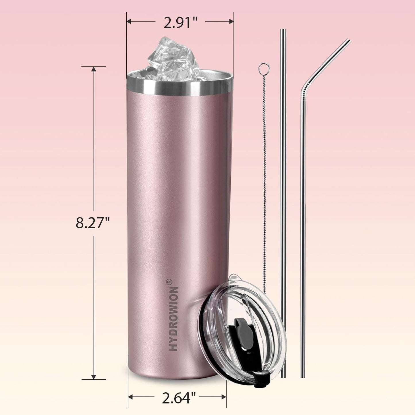 Triple-Insulated Tumblers - Stainless Steel with Lid and Straw, 20 oz Water Bottle, Stainless Steel Cups, Coffee Travel Mug for Home & Office Black
