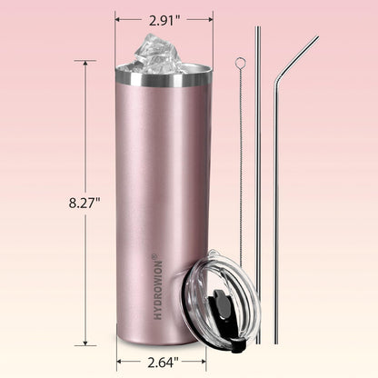 Triple-Insulated Tumblers - Stainless Steel with Lid and Straw, 20 oz Water Bottle, Stainless Steel Cups, Coffee Travel Mug for Home & Office Black