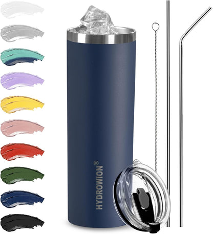 Triple-Insulated Tumblers - Stainless Steel with Lid and Straw, 20 oz Water Bottle, Stainless Steel Cups, Coffee Travel Mug for Home & Office Black