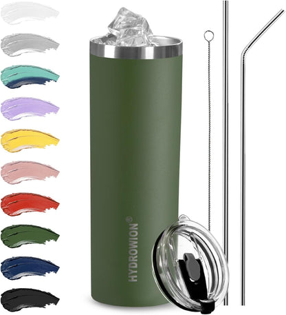 Triple-Insulated Tumblers - Stainless Steel with Lid and Straw, 20 oz Water Bottle, Stainless Steel Cups, Coffee Travel Mug for Home & Office Black