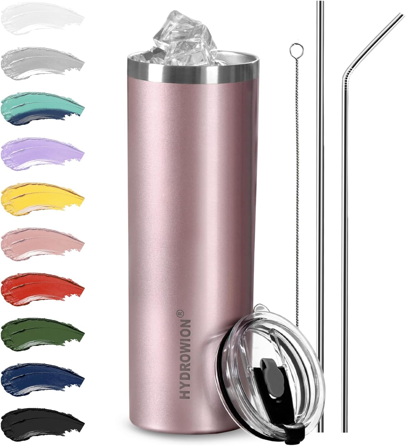 Triple-Insulated Tumblers - Stainless Steel with Lid and Straw, 20 oz Water Bottle, Stainless Steel Cups, Coffee Travel Mug for Home & Office Black