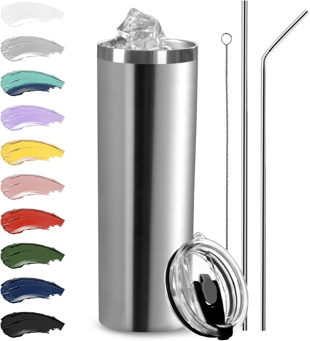 Triple-Insulated Tumblers - Stainless Steel with Lid and Straw, 20 oz Water Bottle, Stainless Steel Cups, Coffee Travel Mug for Home & Office Black
