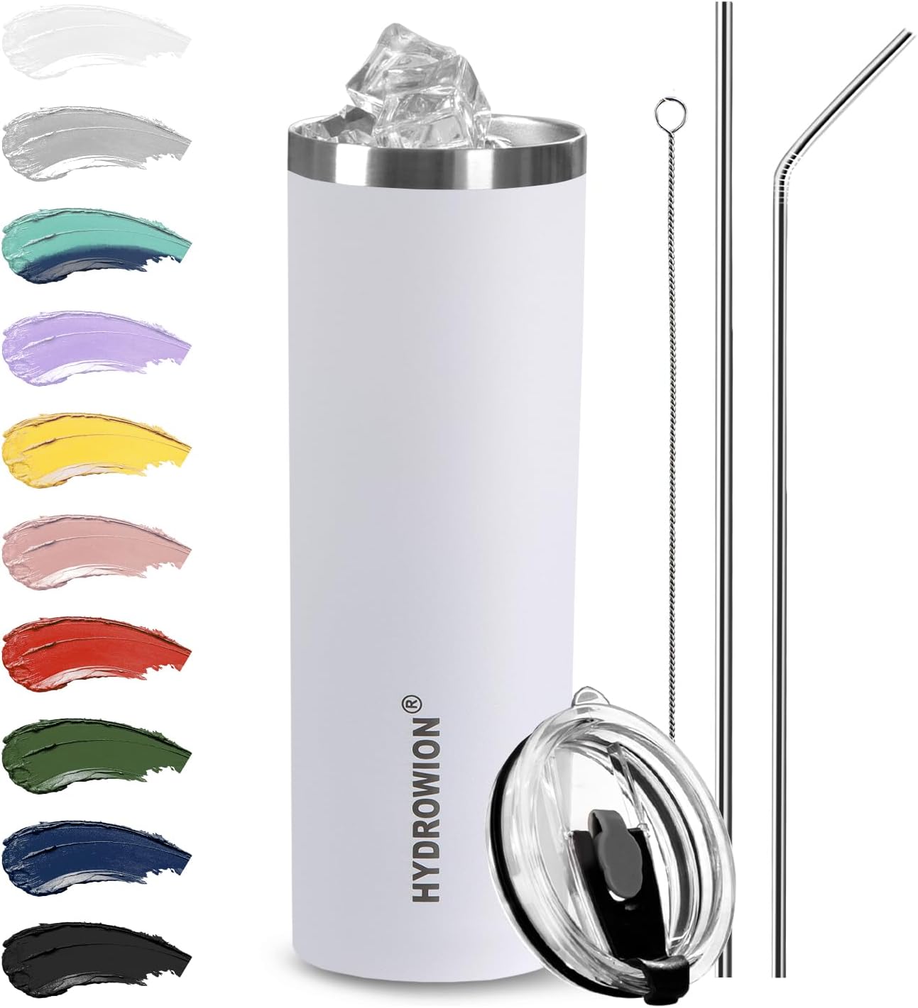 Triple-Insulated Tumblers - Stainless Steel with Lid and Straw, 20 oz Water Bottle, Stainless Steel Cups, Coffee Travel Mug for Home & Office Black