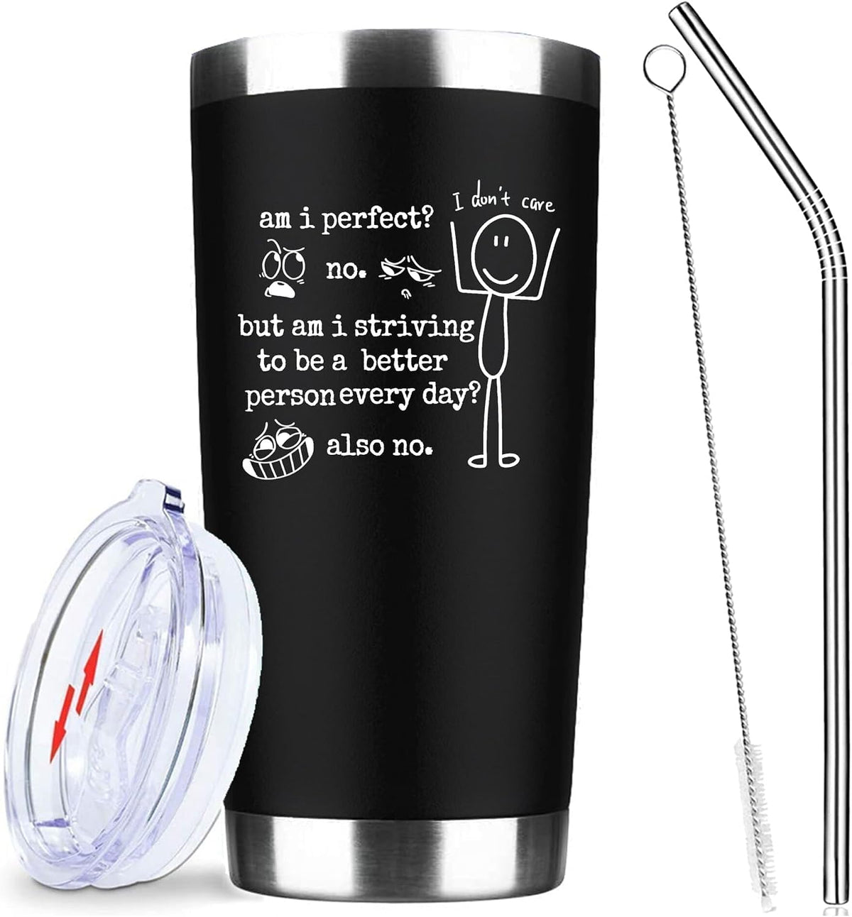 20oz Selective Hearing Sarcastic Black Stainless Steel Tumbler with Lid | Double Wall Insulated Mug, Funny Office Humor Quote Print Design, Novelty Coworker Gift for Men Women, Fits Birthday Xmas