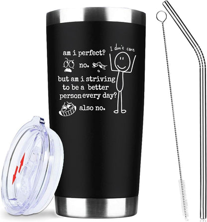 20oz Selective Hearing Sarcastic Black Stainless Steel Tumbler with Lid | Double Wall Insulated Mug, Funny Office Humor Quote Print Design, Novelty Coworker Gift for Men Women, Fits Birthday Xmas