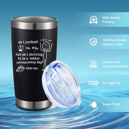 20oz Selective Hearing Sarcastic Black Stainless Steel Tumbler with Lid | Double Wall Insulated Mug, Funny Office Humor Quote Print Design, Novelty Coworker Gift for Men Women, Fits Birthday Xmas