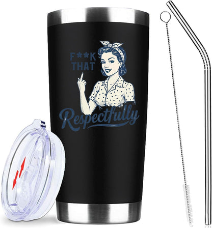 20oz Selective Hearing Sarcastic Black Stainless Steel Tumbler with Lid | Double Wall Insulated Mug, Funny Office Humor Quote Print Design, Novelty Coworker Gift for Men Women, Fits Birthday Xmas