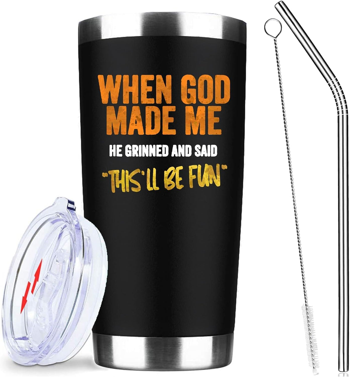 20oz Selective Hearing Sarcastic Black Stainless Steel Tumbler with Lid | Double Wall Insulated Mug, Funny Office Humor Quote Print Design, Novelty Coworker Gift for Men Women, Fits Birthday Xmas