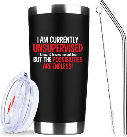 20oz Selective Hearing Sarcastic Black Stainless Steel Tumbler with Lid | Double Wall Insulated Mug, Funny Office Humor Quote Print Design, Novelty Coworker Gift for Men Women, Fits Birthday Xmas