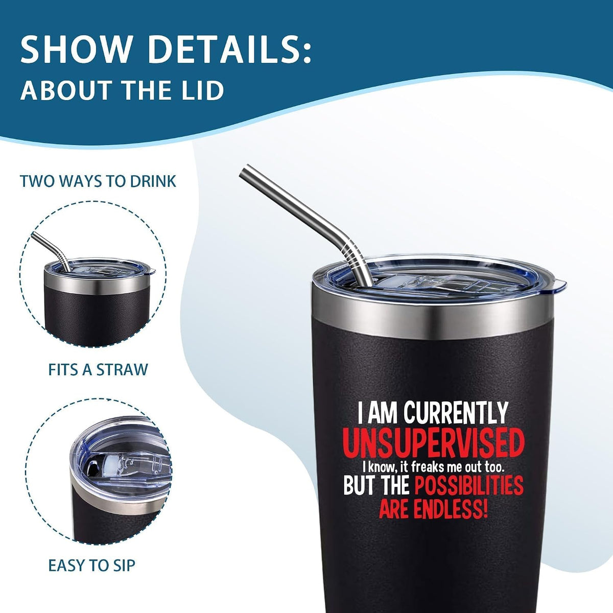 20oz Selective Hearing Sarcastic Black Stainless Steel Tumbler with Lid | Double Wall Insulated Mug, Funny Office Humor Quote Print Design, Novelty Coworker Gift for Men Women, Fits Birthday Xmas
