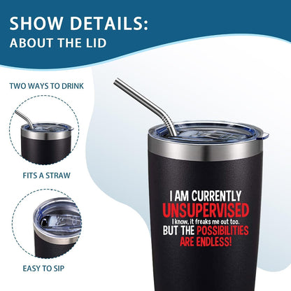 20oz Selective Hearing Sarcastic Black Stainless Steel Tumbler with Lid | Double Wall Insulated Mug, Funny Office Humor Quote Print Design, Novelty Coworker Gift for Men Women, Fits Birthday Xmas