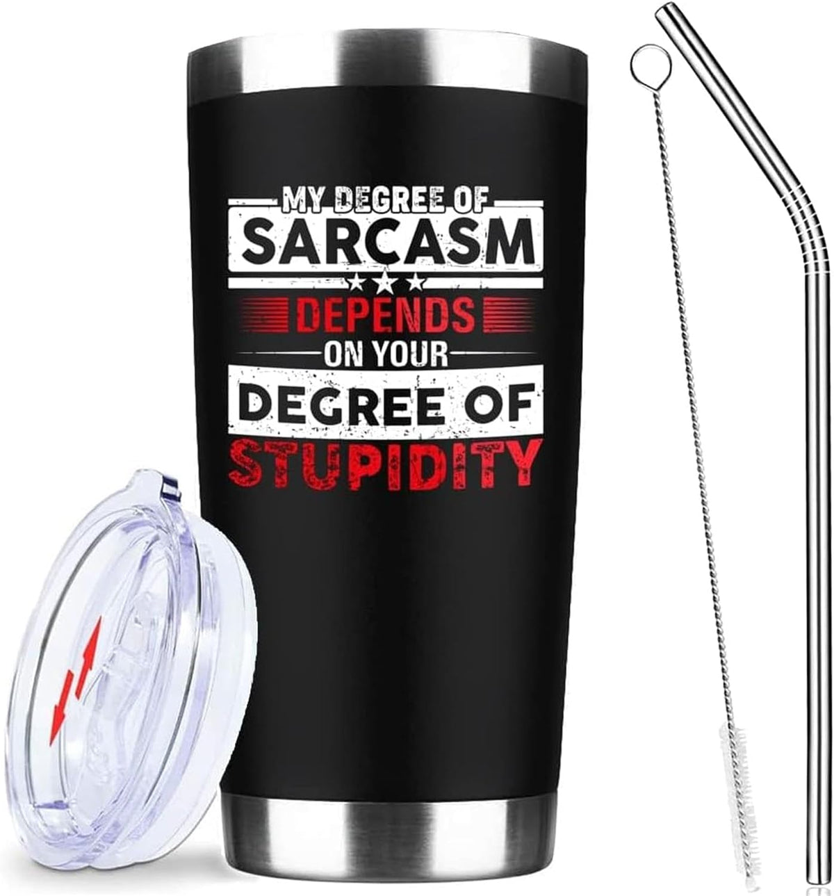 20oz Selective Hearing Sarcastic Black Stainless Steel Tumbler with Lid | Double Wall Insulated Mug, Funny Office Humor Quote Print Design, Novelty Coworker Gift for Men Women, Fits Birthday Xmas
