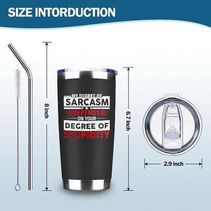 20oz Selective Hearing Sarcastic Black Stainless Steel Tumbler with Lid | Double Wall Insulated Mug, Funny Office Humor Quote Print Design, Novelty Coworker Gift for Men Women, Fits Birthday Xmas