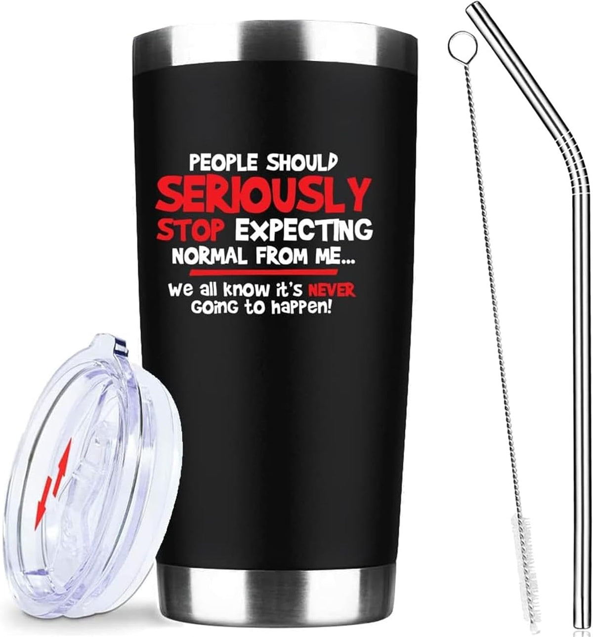 20oz Selective Hearing Sarcastic Black Stainless Steel Tumbler with Lid | Double Wall Insulated Mug, Funny Office Humor Quote Print Design, Novelty Coworker Gift for Men Women, Fits Birthday Xmas