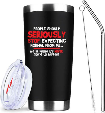 20oz Selective Hearing Sarcastic Black Stainless Steel Tumbler with Lid | Double Wall Insulated Mug, Funny Office Humor Quote Print Design, Novelty Coworker Gift for Men Women, Fits Birthday Xmas