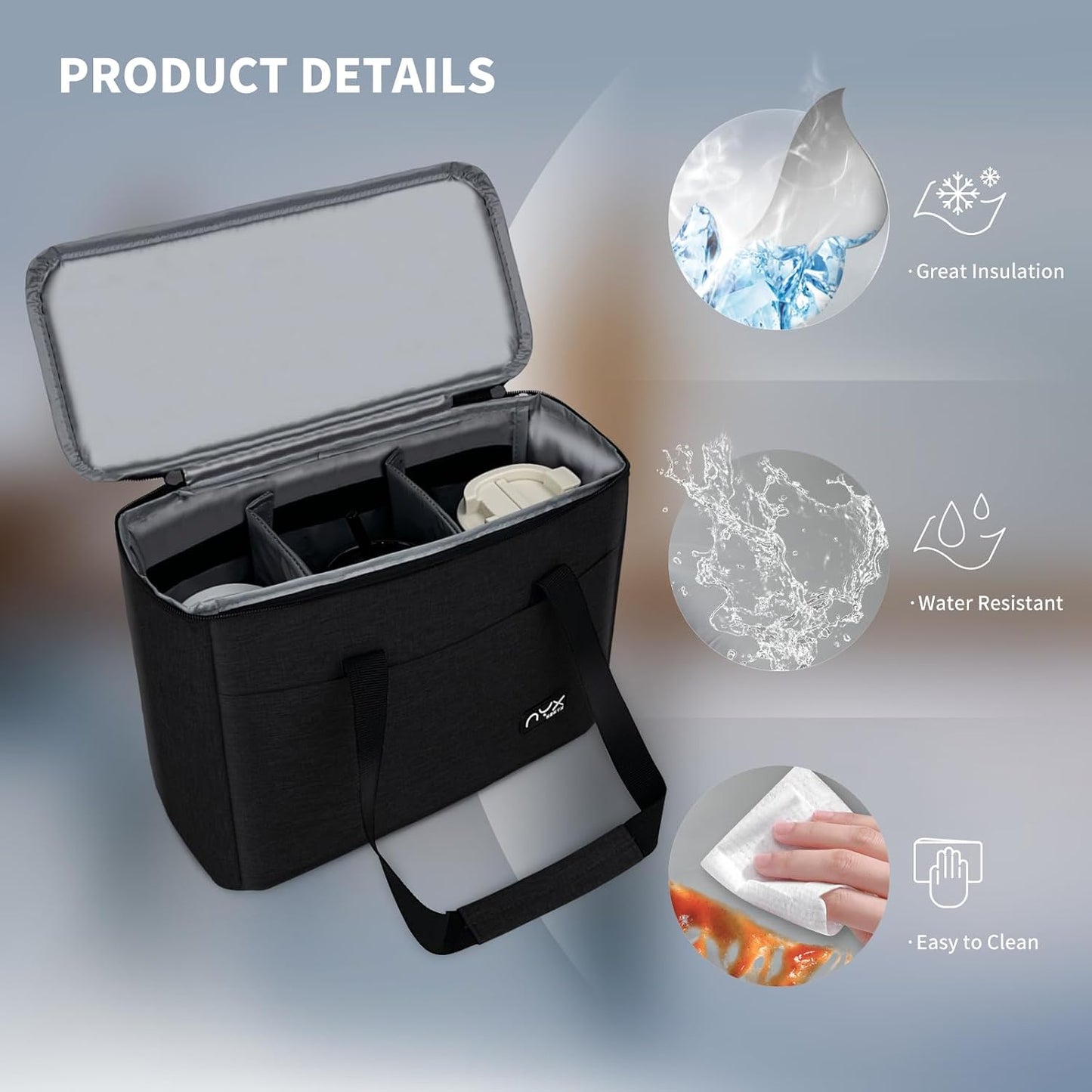 Resuable 3 Cups Drink Carrier for Delivery with Handle and Adjustable Dividers,Insulated Drink Caddy Cup Holder Bag for Take Out,Beverages Carrier Tote with Handle for Outdoors(Black)