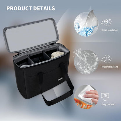 Resuable 3 Cups Drink Carrier for Delivery with Handle and Adjustable Dividers,Insulated Drink Caddy Cup Holder Bag for Take Out,Beverages Carrier Tote with Handle for Outdoors(Black)