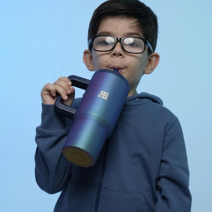 Mini Tumbler 24 oz Insulated – Obsidian Black | Leak-Proof, BPA-Free with Handle & Straw