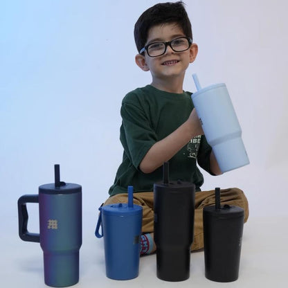 Mini Tumbler 24 oz Insulated – Obsidian Black | Leak-Proof, BPA-Free with Handle & Straw