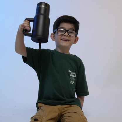 Mini Tumbler 24 oz Insulated – Obsidian Black | Leak-Proof, BPA-Free with Handle & Straw