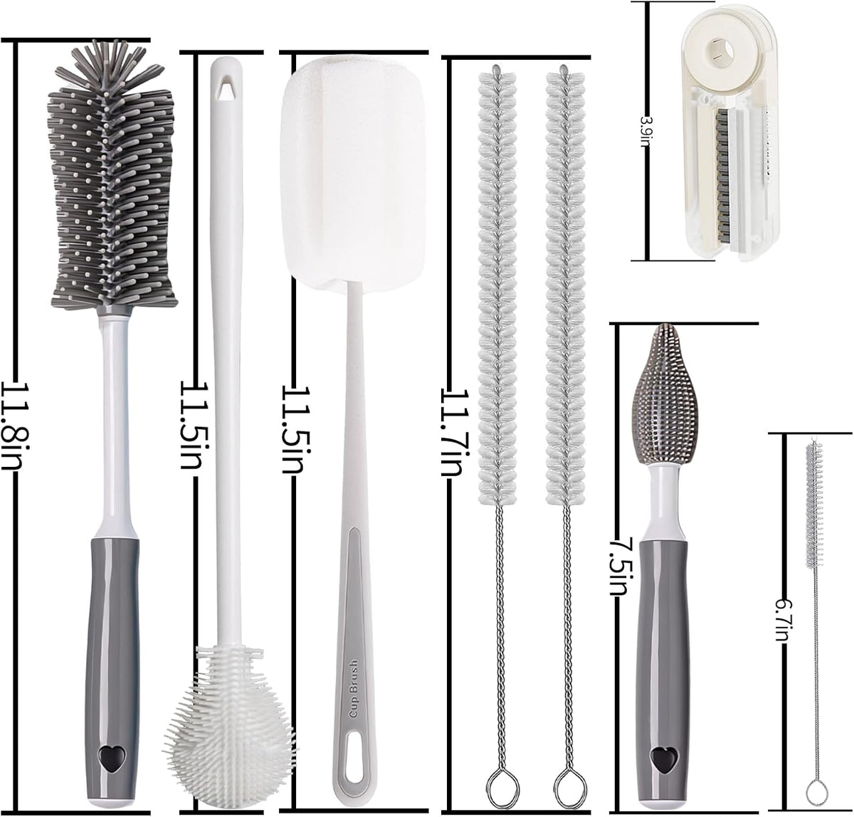 Bottle Cleaner Brush Set - 8 Pack Bottle Brushes for Cleaning