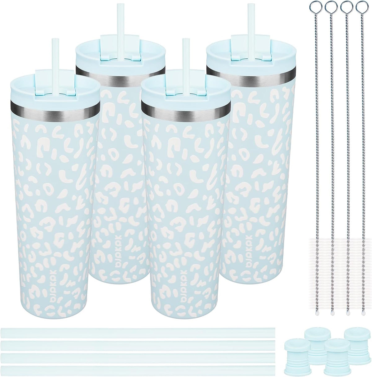 4 Pack 30oz Insulated Tumbler with Lid & Straw, Stainless Steel