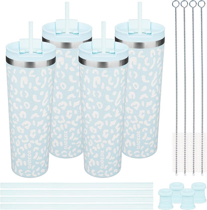 4 Pack 30oz Insulated Tumbler with Lid & Straw, Stainless Steel