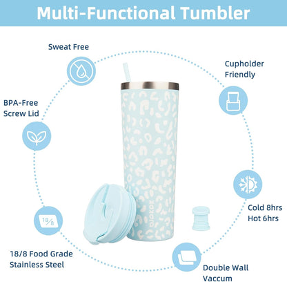 4 Pack 30oz Insulated Tumbler with Lid & Straw, Stainless Steel