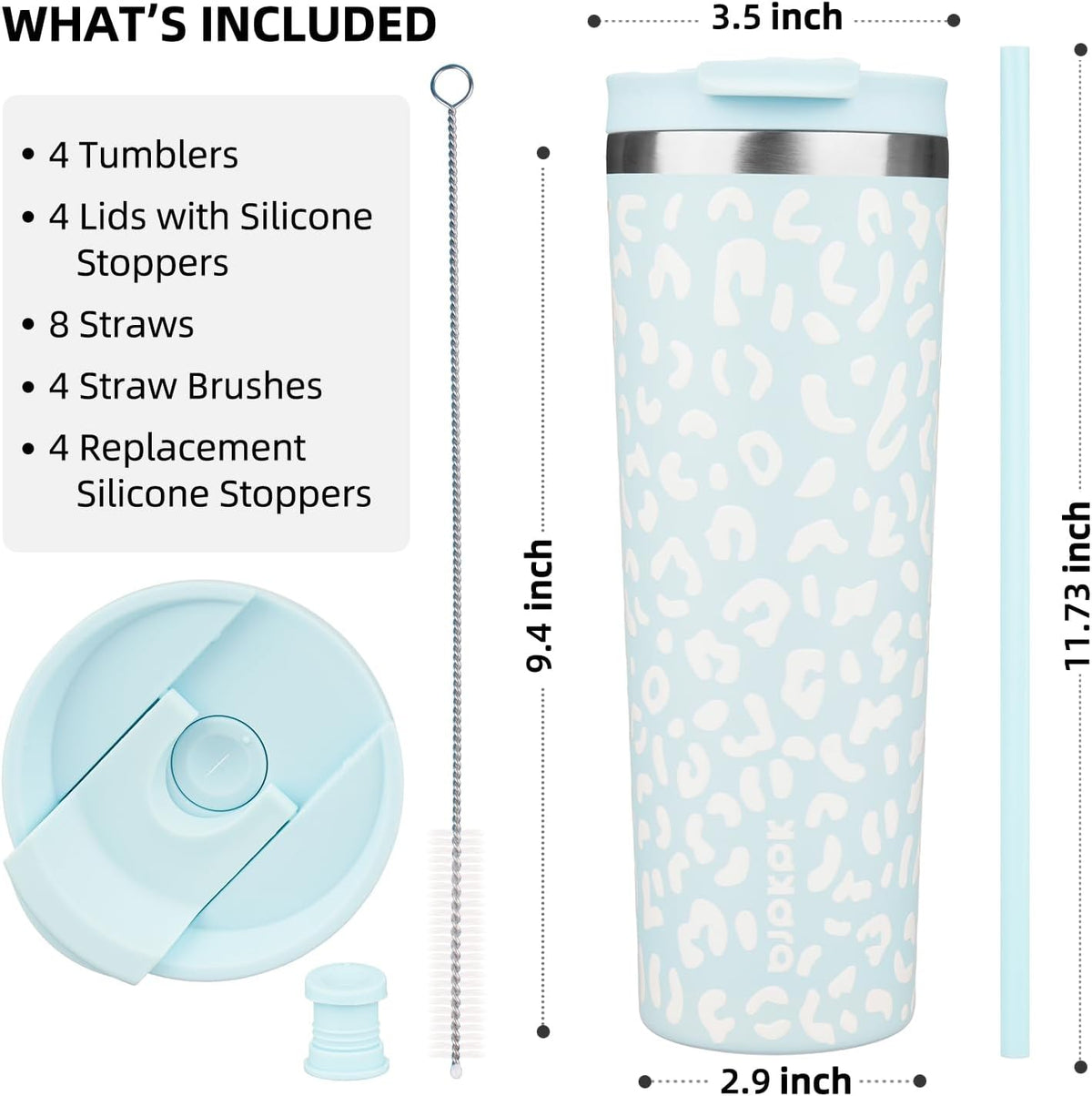 4 Pack 30oz Insulated Tumbler with Lid & Straw, Stainless Steel