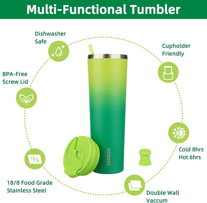 4 Pack 30oz Insulated Tumbler with Lid & Straw, Stainless Steel