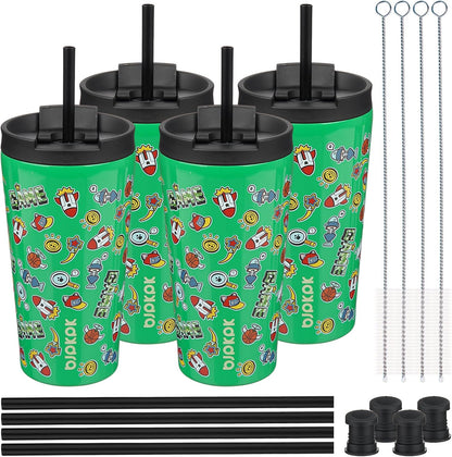 4 Pack 30oz Insulated Tumbler with Lid & Straw, Stainless Steel