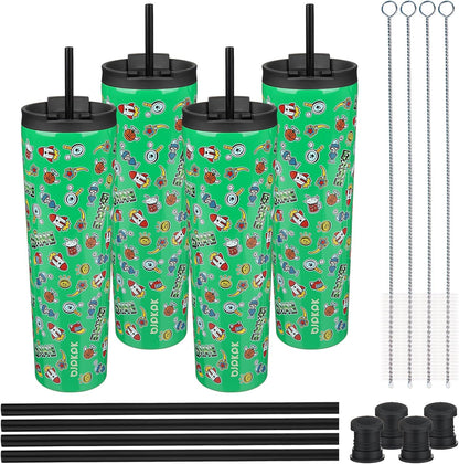 4 Pack 30oz Insulated Tumbler with Lid & Straw, Stainless Steel