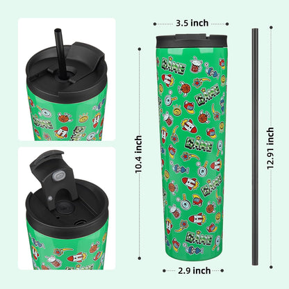 4 Pack 30oz Insulated Tumbler with Lid & Straw, Stainless Steel