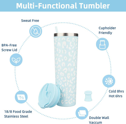 4 Pack 30oz Insulated Tumbler with Lid & Straw, Stainless Steel