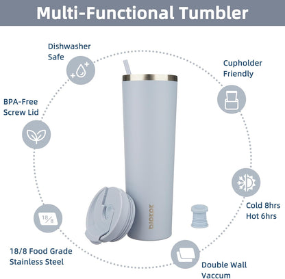 4 Pack 30oz Insulated Tumbler with Lid & Straw, Stainless Steel