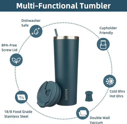 4 Pack 30oz Insulated Tumbler with Lid & Straw, Stainless Steel