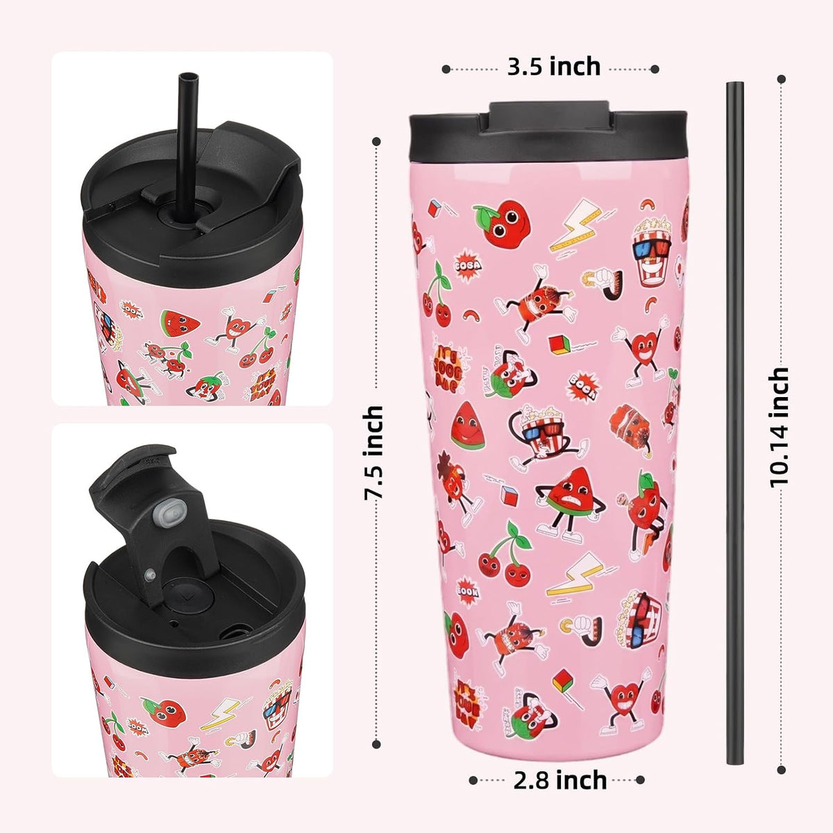 4 Pack 30oz Insulated Tumbler with Lid & Straw, Stainless Steel
