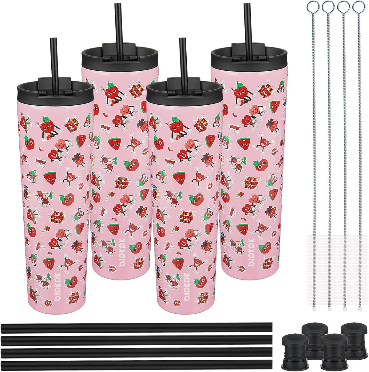 4 Pack 30oz Insulated Tumbler with Lid & Straw, Stainless Steel