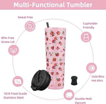 4 Pack 30oz Insulated Tumbler with Lid & Straw, Stainless Steel