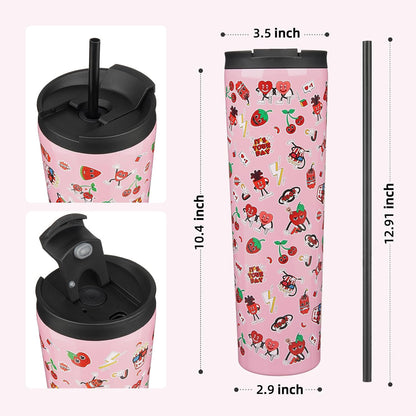 4 Pack 30oz Insulated Tumbler with Lid & Straw, Stainless Steel