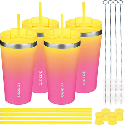 4 Pack 30oz Insulated Tumbler with Lid & Straw, Stainless Steel