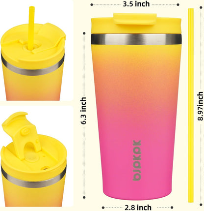 4 Pack 30oz Insulated Tumbler with Lid & Straw, Stainless Steel