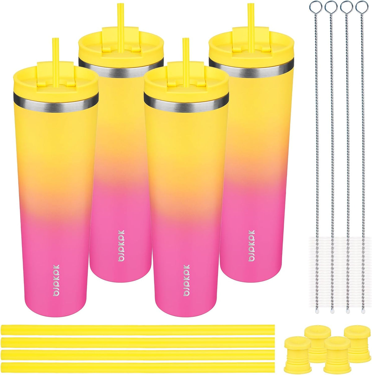 4 Pack 30oz Insulated Tumbler with Lid & Straw, Stainless Steel