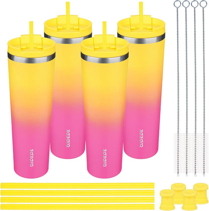 4 Pack 30oz Insulated Tumbler with Lid & Straw, Stainless Steel