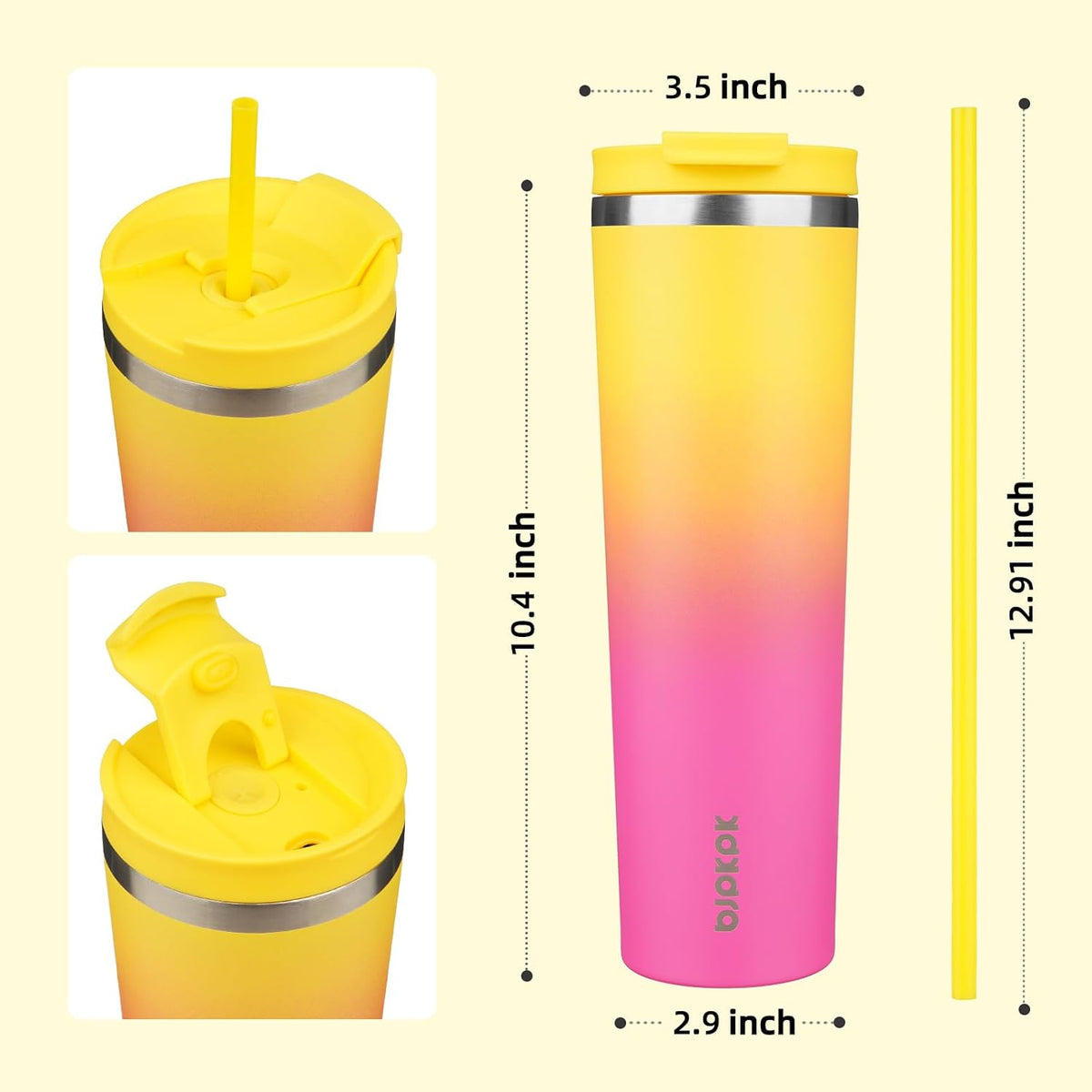 4 Pack 30oz Insulated Tumbler with Lid & Straw, Stainless Steel