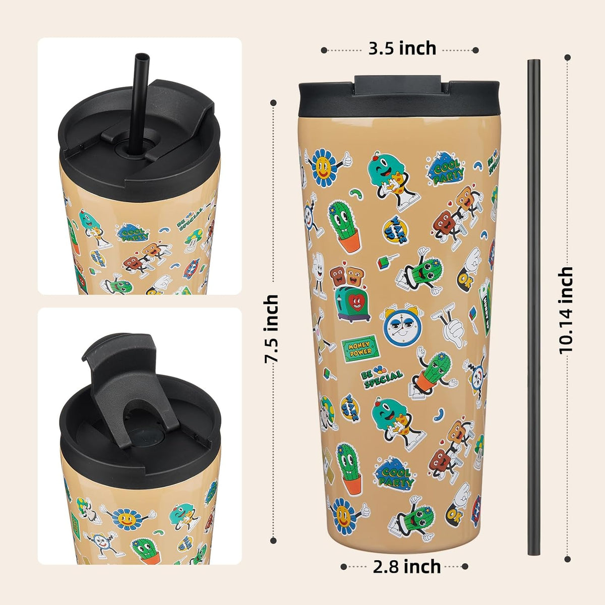 4 Pack 30oz Insulated Tumbler with Lid & Straw, Stainless Steel