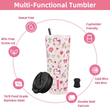 4 Pack 30oz Insulated Tumbler with Lid & Straw, Stainless Steel